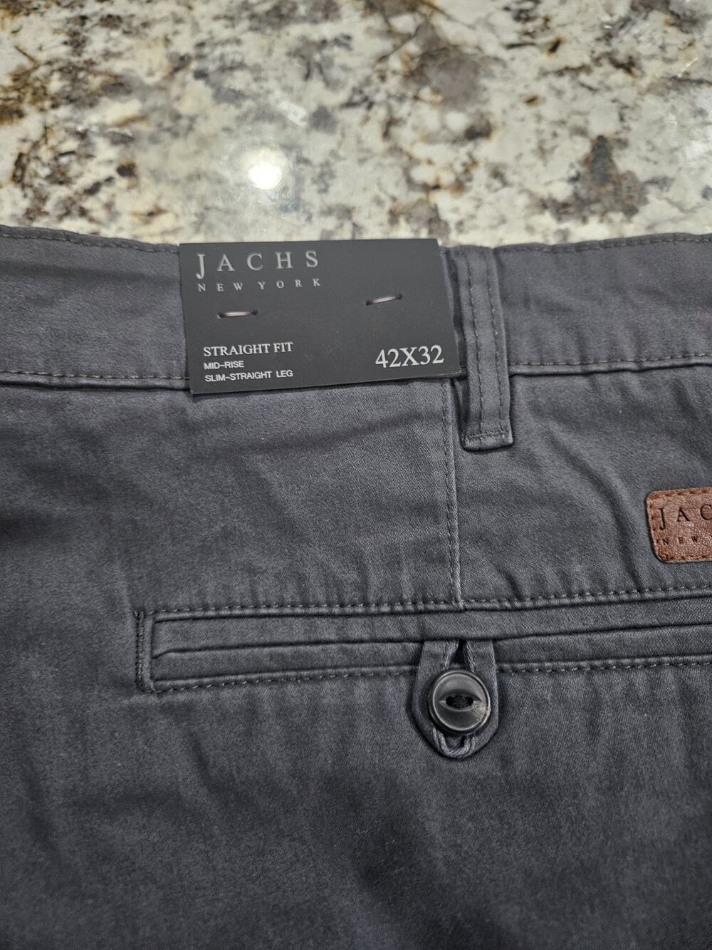 Jachs New York Pants Mens Dark Gray Slim-Straight Khaki, Tag 42X32